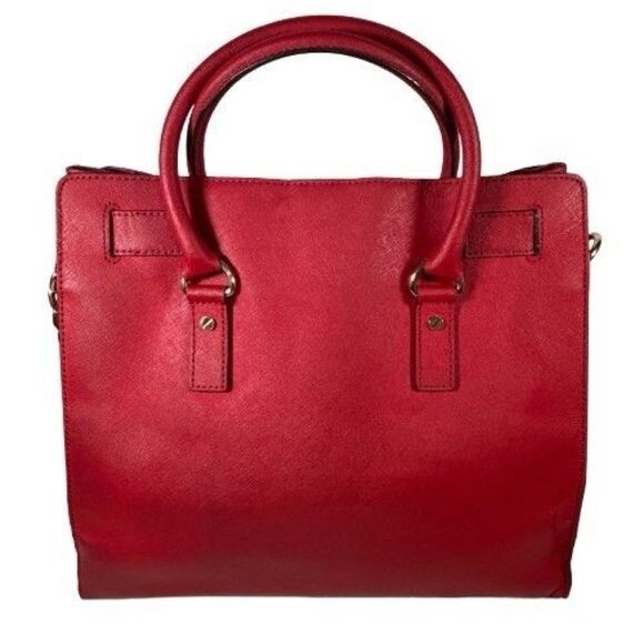 Michael Kors Hamilton Large Red Leather Satchel Tote Shopper Shoulder Bag Purse - Picture 6 of 16